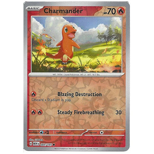Charmander 004/165 SV3.5 151 Reverse Holo Rare Pokemon Trading Card