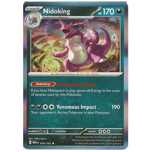 Pokemon Nidoking 034/165 SV3.5 151 Reverse Holo Dark Type Single Card ACE TCG Pokemon Nidoking 034/165 SV3.5 151 Reverse Holo Dark Type Single Card ACE TCG