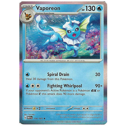 Pokemon Vaporeon 134/165 SV3.5 151 Holo Water Type Single Card
