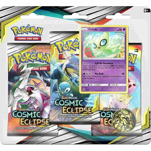 Pokemon Sun Moon Cosmic Eclipse Triple Celebi 3 Pack Blister Pack