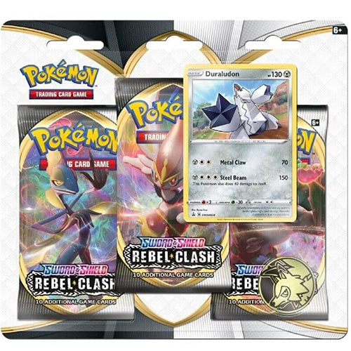 Pokemon Sword Shield Rebel Clash Triple Duraldon 3 Pack Blister Pack