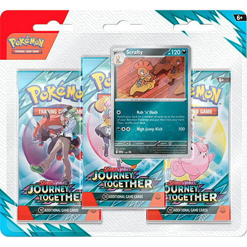 Pokemon Scarlet & Violet Journey Together Triple Booster Pack Scrafty Promo Card Blister