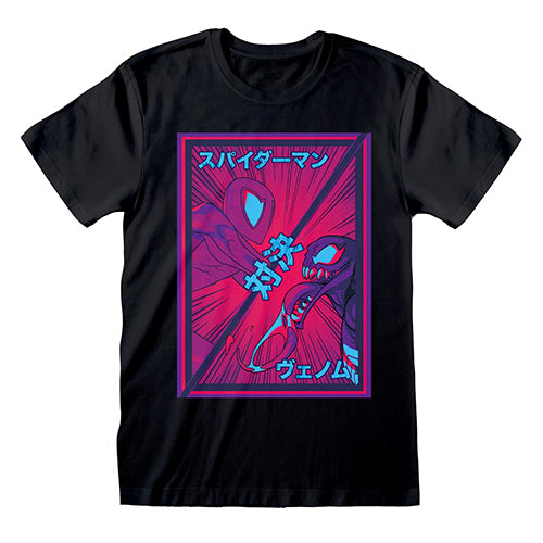 Marvel Spider-Man Vs. Venom Japanese Comic Black T-Shirt
