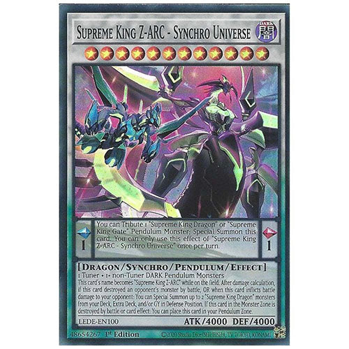 LEDE-EN100 Supreme King Z-ARC - Synchro Universe Super Rare Synchro Monster 1st Edition Trading Card