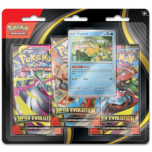 Pokemon Mega Evolution Base Set Psyduck Promo Card Triple Booster Blister Pack