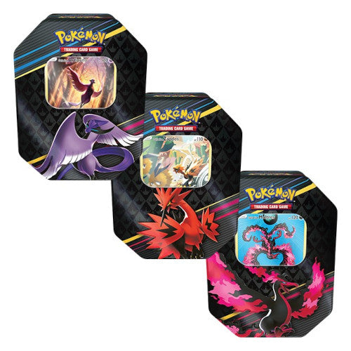 Pokemon Sword & Shield Crown Zenith Galarian Moltres Articuno Zapdos Tins Set Of 3