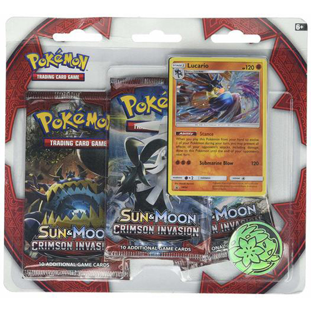 Pokemon Sun Moon Crimson Invasion Lucario Triple Blister Pack
