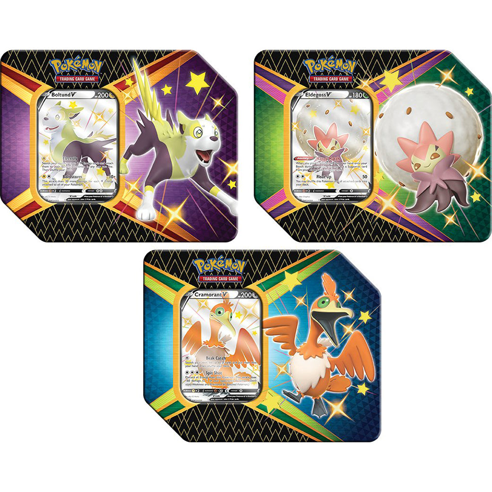 Pokemon Shining Fates Eldegoss Boltund Cramorant V Set Of 3 Tins