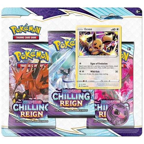 Pokemon Sword Shield Chilling Reign Triple Booster Pack Eevee Promo Blister