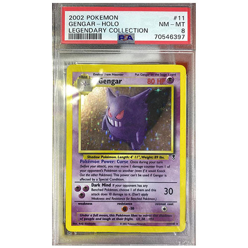 2002 Legendary Collection Gengar 11/110 Holo 8 Near Mint PSA English Pokemon Graded Card
