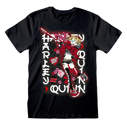 DC Batman Harley Quinn Good Night Anime Black T-Shirt