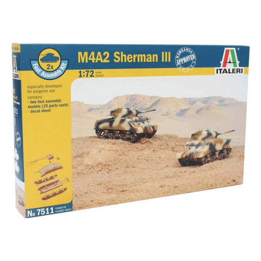 Italeri M4A2 Sherman III 1:72 Scale No. 7511 2 Piece Model Kit