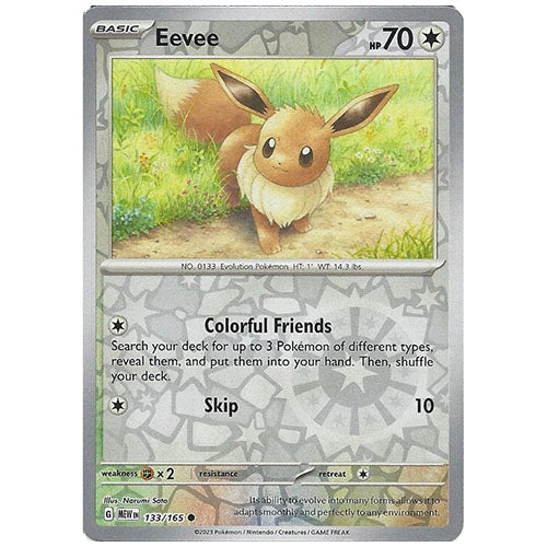 Pokemon Eevee 133/165 SV3.5 151 Reverse Holo Normal Type Single Card