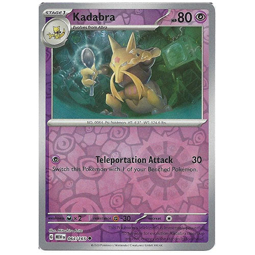 Pokemon Kadabra 064/165 SV3.5 151 Reverse Holo Psychic Type Single Card