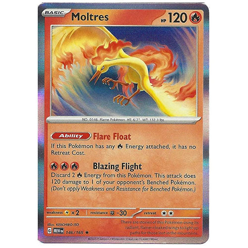 Pokemon Moltres 146/165 SV3.5 151 Reverse Holo Fire Type Single Card