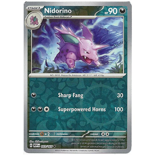 Pokemon Nidorino 033/165 SV3.5 151 Reverse Holo Dark Type Single Card