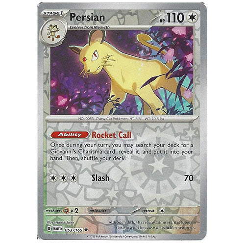 Pokemon Persian 053/165 SV3.5 151 Reverse Holo Normal Type Single Card