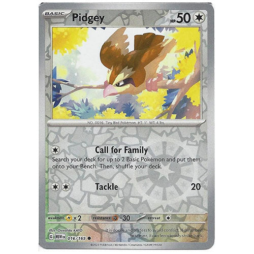 Pokemon Pidgey 016/165 SV3.5 151 Reverse Holo Normal Type Single Card
