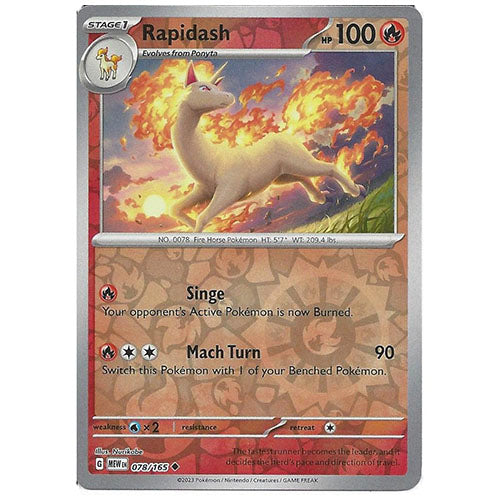 Pokemon Rapidash 078/165 SV3.5 151 Reverse Holo Fire Type Single Card