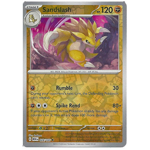 Pokemon Sandslash 028/165 SV3.5 151 Reverse Holo Fighting Type Single Card