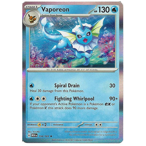 Pokemon Vaporeon 134/165 SV3.5 151 Holo Water Type Single Card