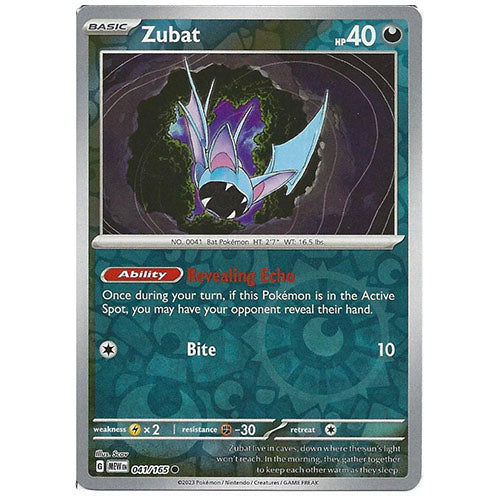 Pokemon Zubat 041/165 SV3.5 151 Reverse Holo Dark Type Single Card