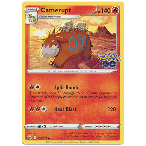 Pokemon Camerupt 014/078 SWSH10.5 Pokemon Go Fire Type Single Card