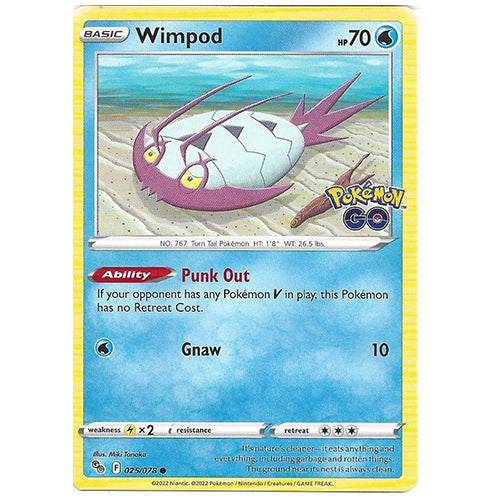 Pokemon Wimpog 025/078 SWSH10.5 Pokemon Go Water Type Single Card