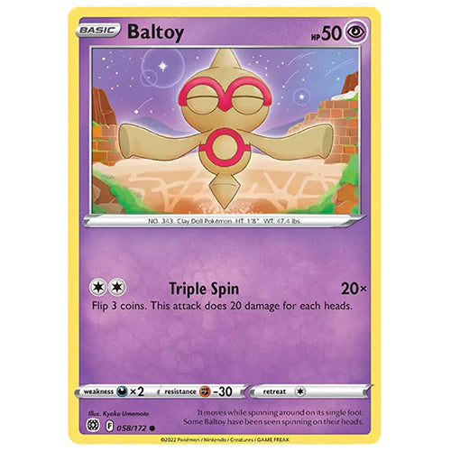 Pokemon Baltoy 058/172 SWSH9 Brilliant Stars Psychic Type Single Card