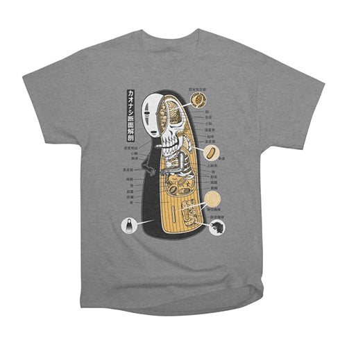 Threadless Faceless Spirit Cross-Sectional Anatomy Grey T-Shirt
