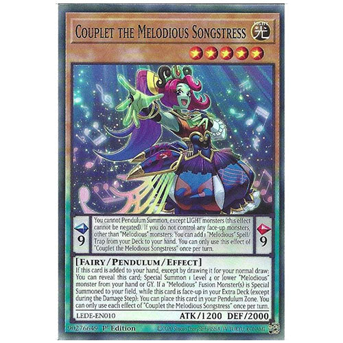 LEDE-EN010 Couplet The Melodious Songstress Common Pendulum Monster 1st Edition Trading Card