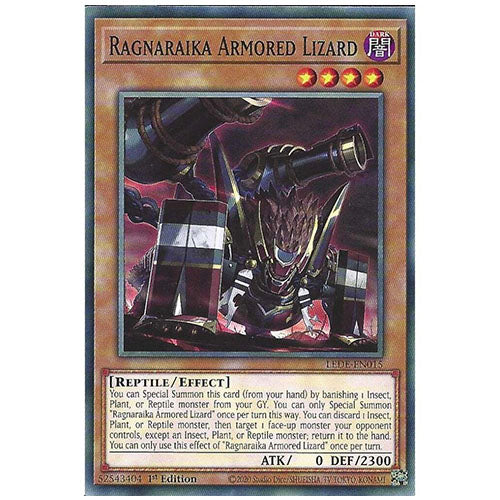 LEDE-EN015 Ragnaraika Armored Lizard Common Effect Monster 1st Edition Trading Card
