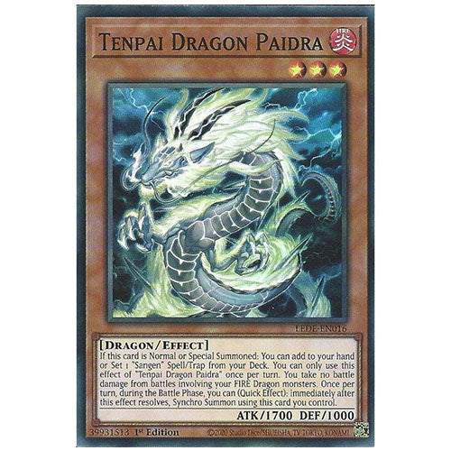 LEDE-EN016 Tenpai Dragon Paidra Super Rare Effect Monster 1st Edition Trading Card