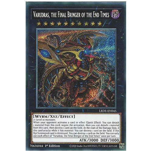 LEDE-EN045 Varudras The Final Bringer Of The End Times Secret Rare XYZ Monster 1st Edition Trading Card