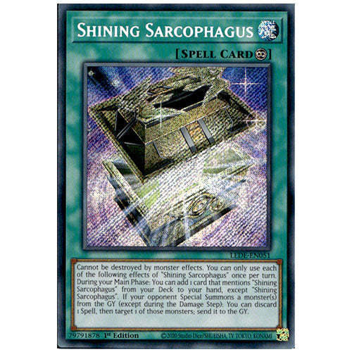 LEDE-EN051 Shining Sarcophagus Secret Rare Spell 1st Edition Trading Card