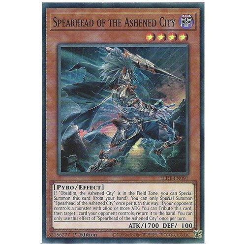 LEDE-EN091 Spearhead Of The Ashened City Super Rare Effect Monster 1st Edition Trading Card