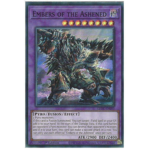 LEDE-EN093 Embers Of The Ashened Super Rare Fusion Monster 1st Edition Trading Card