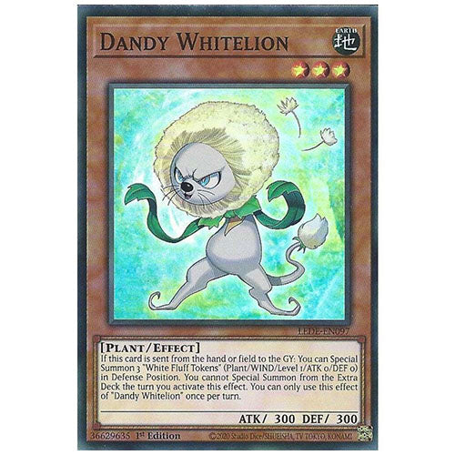 LEDE-EN097 Dandy Whitelion Super Rare Effect Monster 1st Edition Trading Card