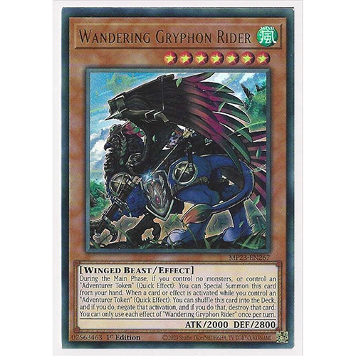 MP23-EN267 Wandering Gryphon Rider 1st Edition Ultra Rare YuGiOh Effect Card