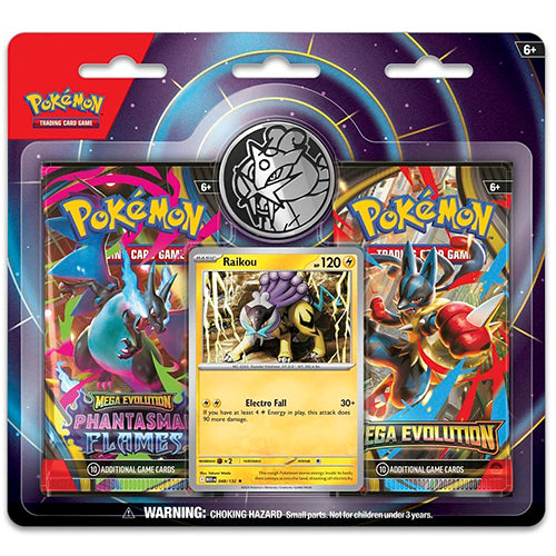 Pokemon Mega Evolution Raikou Promo Card & Coin 2 Pack Booster Blister Pack
