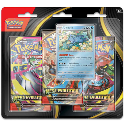 Pokemon Mega Evolution Base Set Golduck Promo Card Triple Booster Blister Pack
