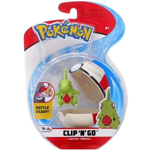 Pokemon Larvitar Timer Ball Clip "N" Go Battle Figure