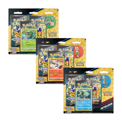 Pokemon Sword & Shield Crown Zenith Rillaboom Cinderace Inteleon Pin Collection Set Of 3