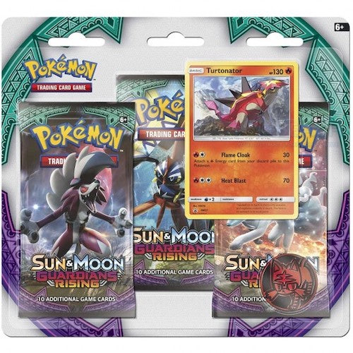Pokemon Sun Moon Guardians Rising Triple Booster Pack Turtonator Promo Blister