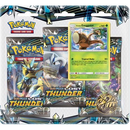 Pokemon Sun Moon Lost Thunder Alolan Exeggutor Blister 3 Pack