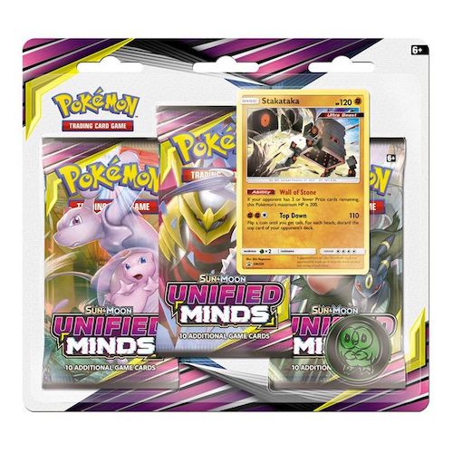 Pokemon Sun Moon Unified Minds Triple Booster Pack Stakataka Promo Blister