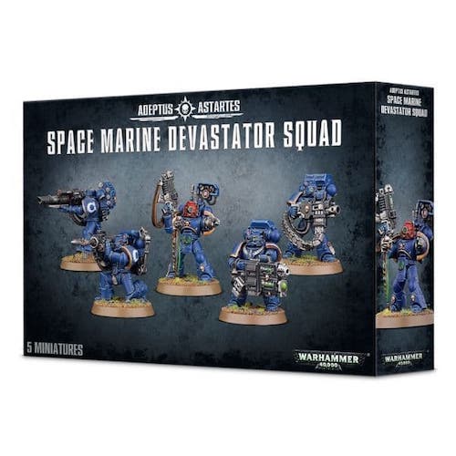 Warhammer 40k Adeptus Astartes Space Marine Devastator Squad 5 Miniatures Set Sealed