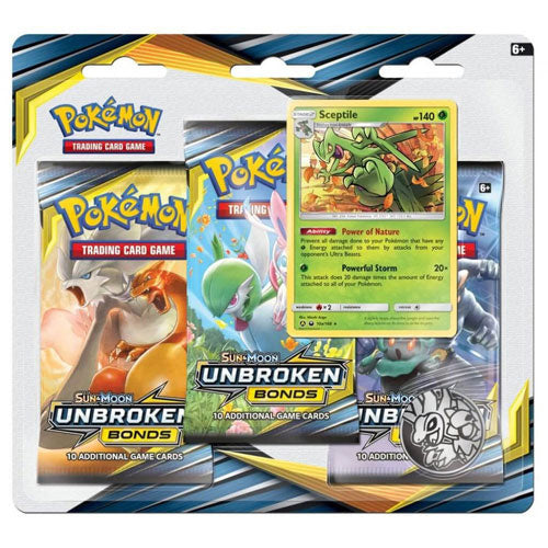 Pokemon Sun Moon Unbroken Bonds Sceptile Blister 3 Pack